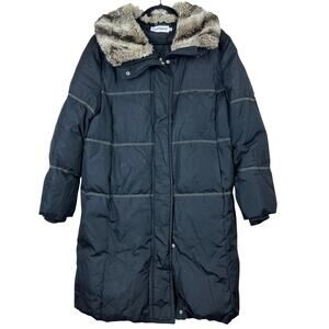 Hilary Radley Women’s Down Puffer Coat XL Long Winter Faux Fur Cozy Layers Y2K